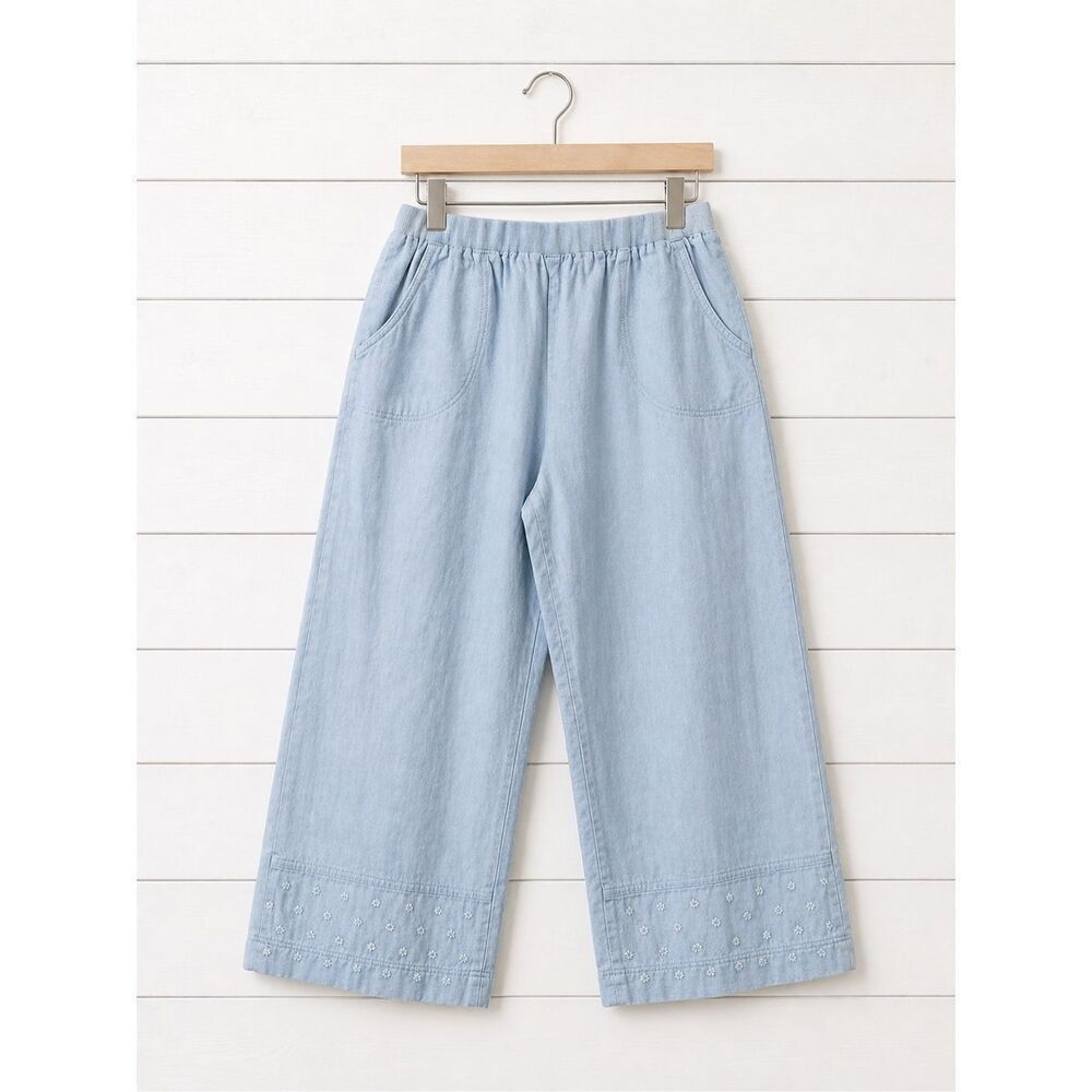 J. Jill 100% linen wide leg embroidered hem pant size small